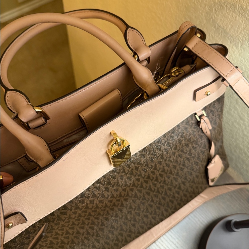 Michael Kors Pink and Brown Tote Bag
